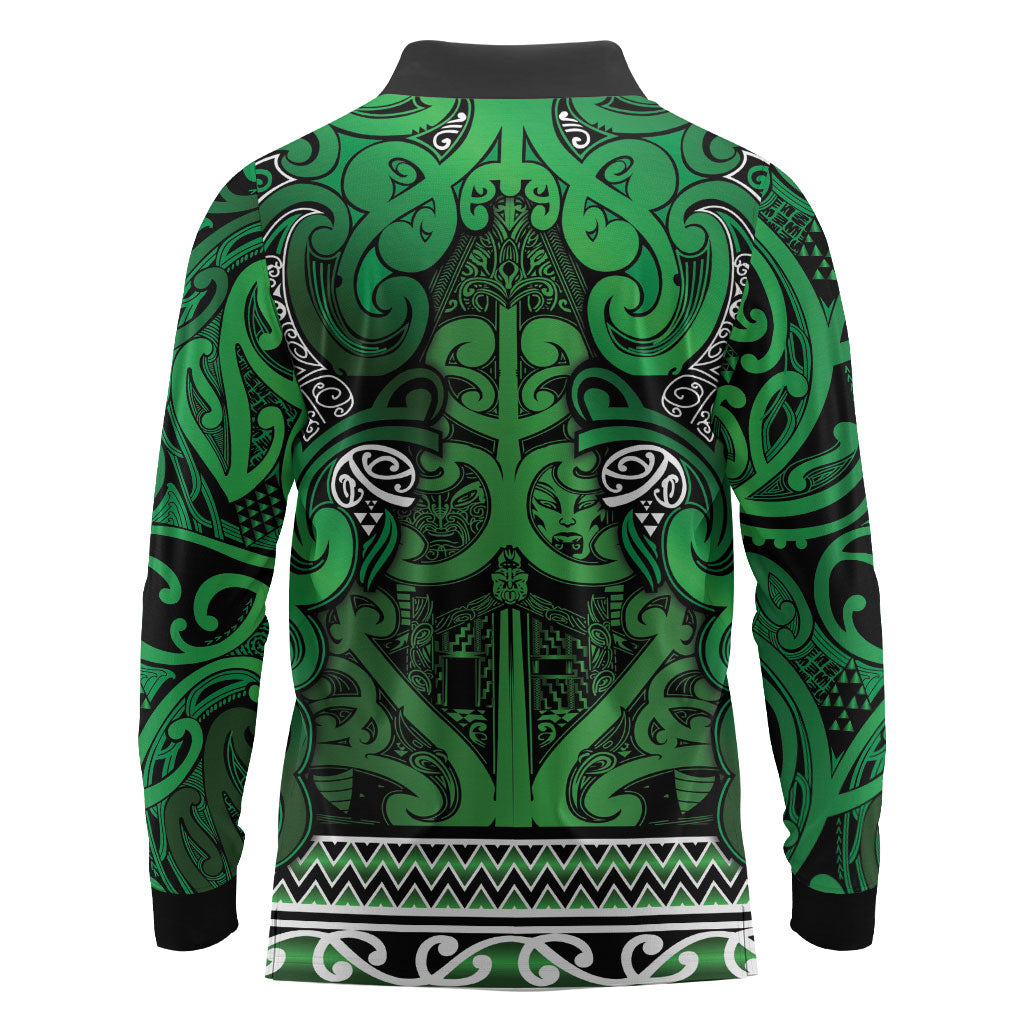Aotearoa Iwi Ngati Maniapoto Long Sleeve Polo Shirt Maori Wharenui House Tribal Pattern LT9 - Polynesian Pride