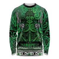 Aotearoa Iwi Ngati Maniapoto Long Sleeve Shirt Maori Wharenui House Tribal Pattern LT9 Unisex Dark green - Polynesian Pride