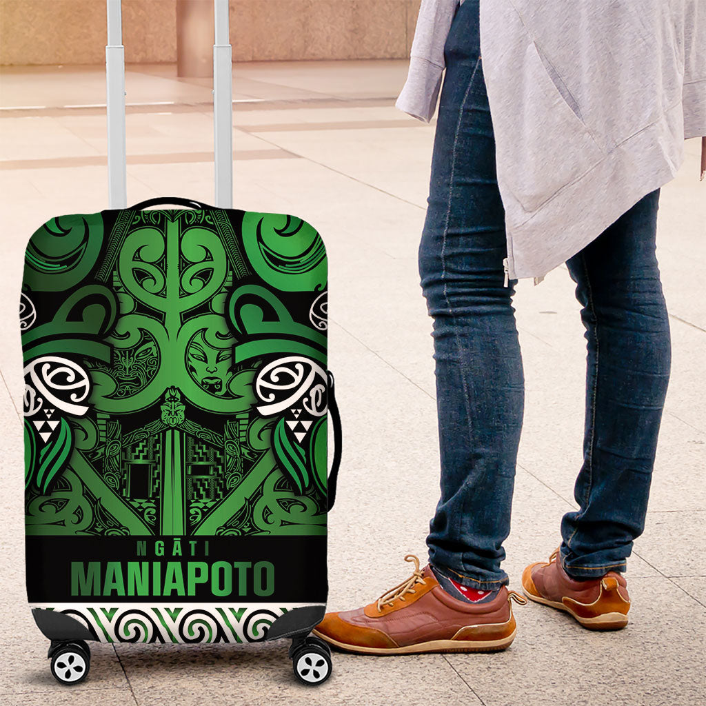 Aotearoa Iwi Ngati Maniapoto Luggage Cover Maori Wharenui House Tribal Pattern LT9 Dark green - Polynesian Pride