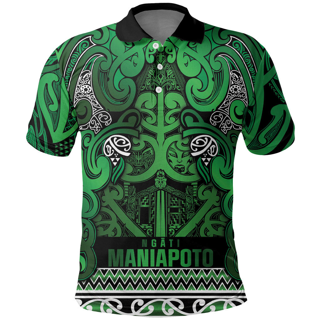 Aotearoa Iwi Ngati Maniapoto Polo Shirt Maori Wharenui House Tribal Pattern LT9 Dark green - Polynesian Pride
