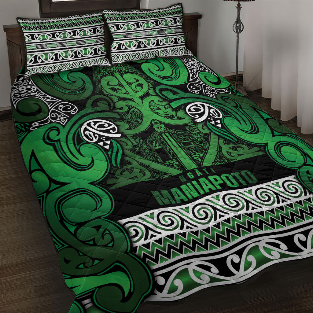 Aotearoa Iwi Ngati Maniapoto Quilt Bed Set Maori Wharenui House Tribal Pattern LT9 Dark green - Polynesian Pride