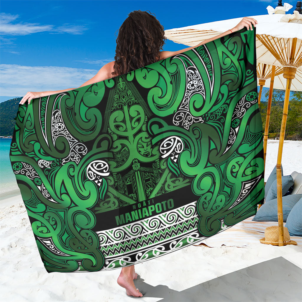Aotearoa Iwi Ngati Maniapoto Sarong Maori Wharenui House Tribal Pattern LT9 One Size 44 x 66 inches Dark green - Polynesian Pride