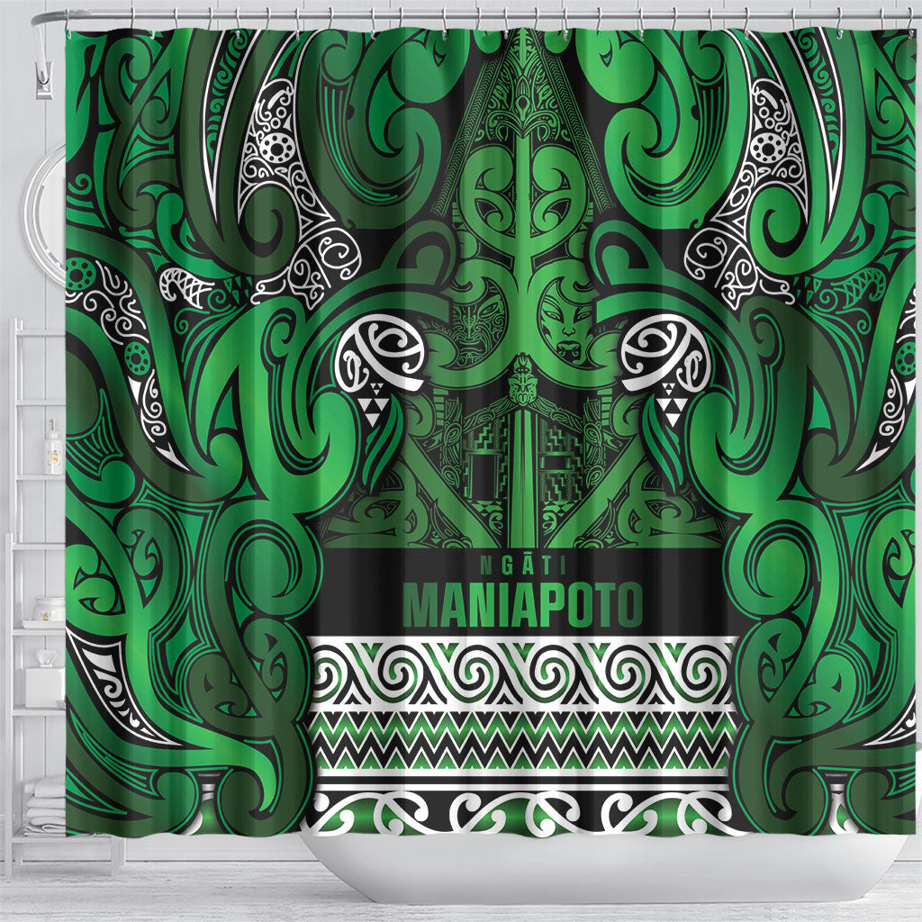 Aotearoa Iwi Ngati Maniapoto Shower Curtain Maori Wharenui House Tribal Pattern LT9 - Polynesian Pride