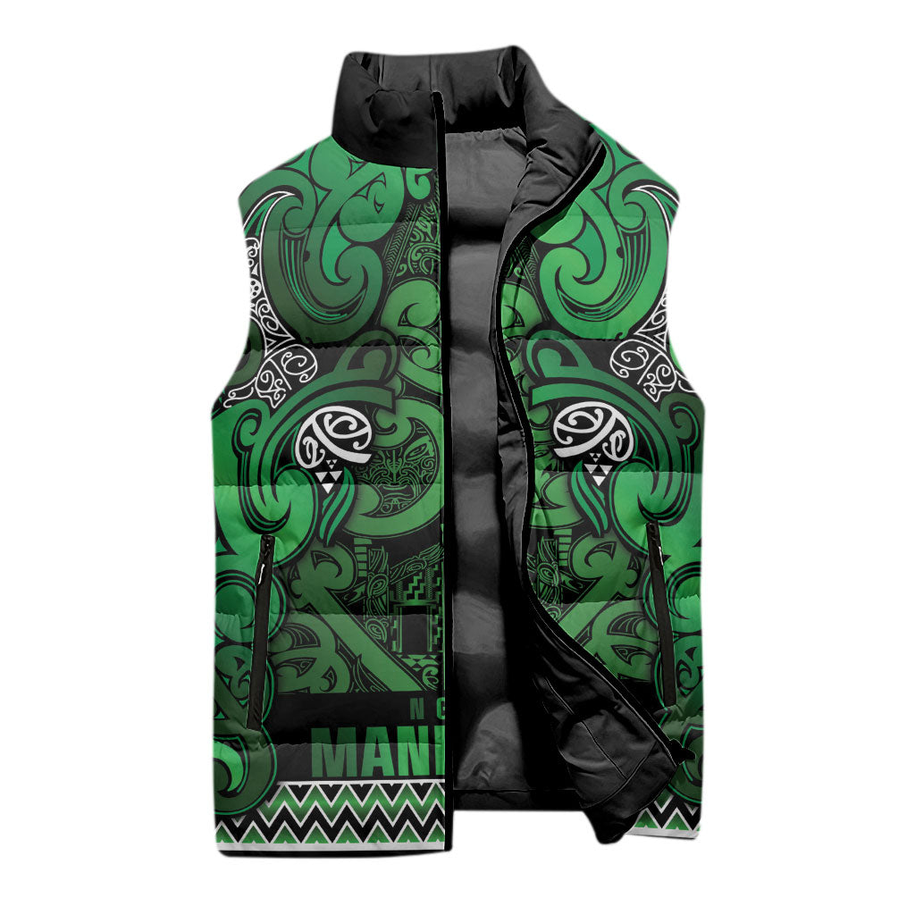 Aotearoa Iwi Ngati Maniapoto Sleeveless Puffer Jacket Maori Wharenui House Tribal Pattern LT9 - Polynesian Pride