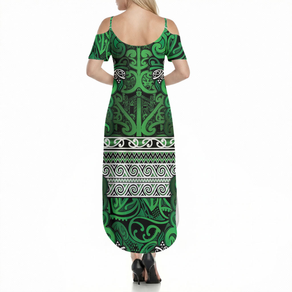 Aotearoa Iwi Ngati Maniapoto Summer Maxi Dress Maori Wharenui House Tribal Pattern LT9 - Polynesian Pride