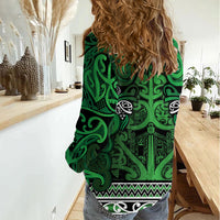 Aotearoa Iwi Ngati Maniapoto Women Casual Shirt Maori Wharenui House Tribal Pattern LT9 - Polynesian Pride