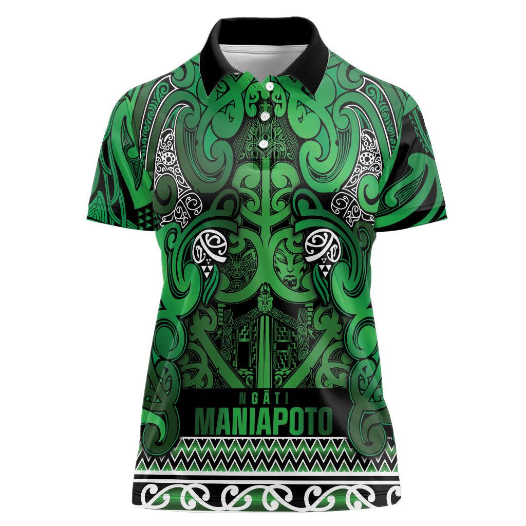 Aotearoa Iwi Ngati Maniapoto Women Polo Shirt Maori Wharenui House Tribal Pattern LT9 Female Dark green - Polynesian Pride