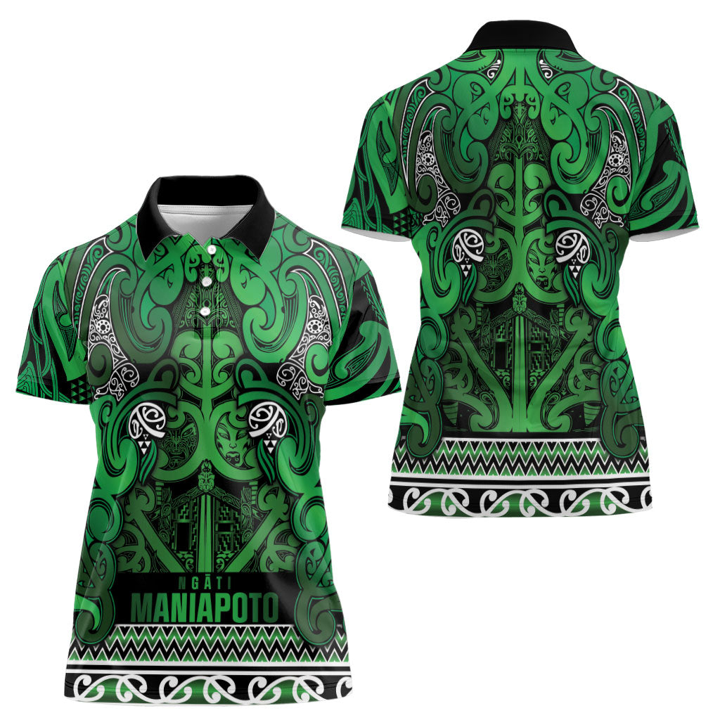 Aotearoa Iwi Ngati Maniapoto Women Polo Shirt Maori Wharenui House Tribal Pattern LT9 - Polynesian Pride
