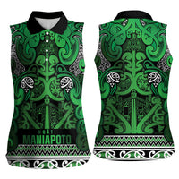 Aotearoa Iwi Ngati Maniapoto Women Sleeveless Polo Shirt Maori Wharenui House Tribal Pattern LT9 - Polynesian Pride