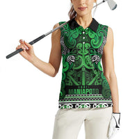 Aotearoa Iwi Ngati Maniapoto Women Sleeveless Polo Shirt Maori Wharenui House Tribal Pattern LT9 - Polynesian Pride