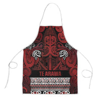 Aotearoa Iwi Te Arawa Apron Maori Wharenui House Tribal Pattern LT9 Dark Red - Polynesian Pride