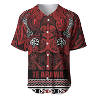 Aotearoa Iwi Te Arawa Baseball Jersey Maori Wharenui House Tribal Pattern LT9 Dark Red - Polynesian Pride