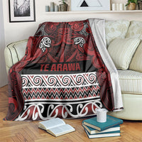 Aotearoa Iwi Te Arawa Blanket Maori Wharenui House Tribal Pattern LT9 Dark Red - Polynesian Pride