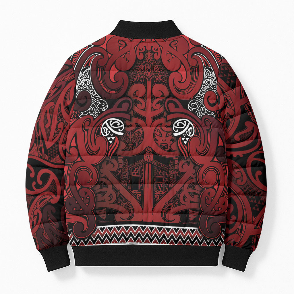Aotearoa Iwi Te Arawa Bomber Puffer Jacket Maori Wharenui House Tribal Pattern LT9 - Polynesian Pride