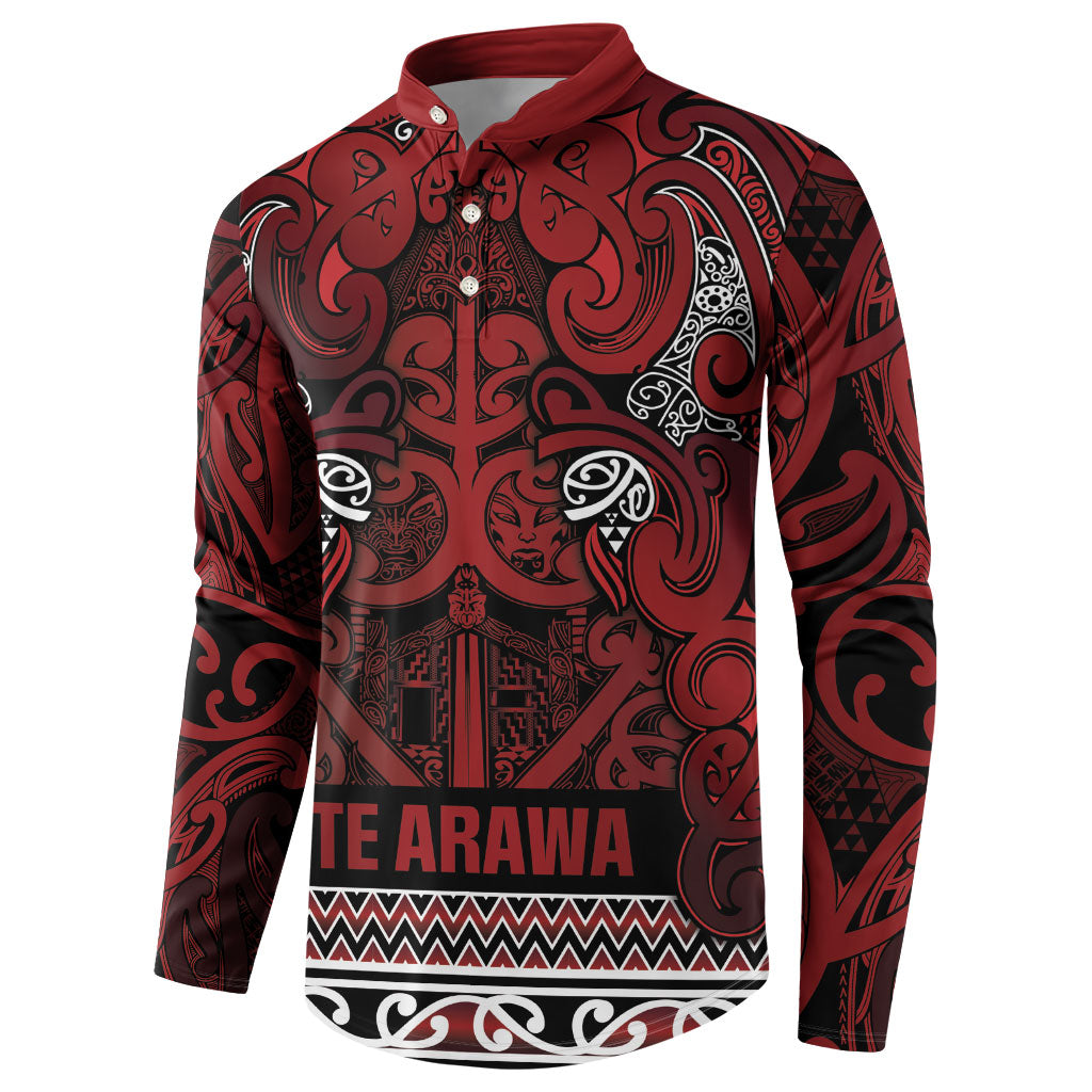 Aotearoa Iwi Te Arawa Button Sweatshirt Maori Wharenui House Tribal Pattern LT9 - Polynesian Pride