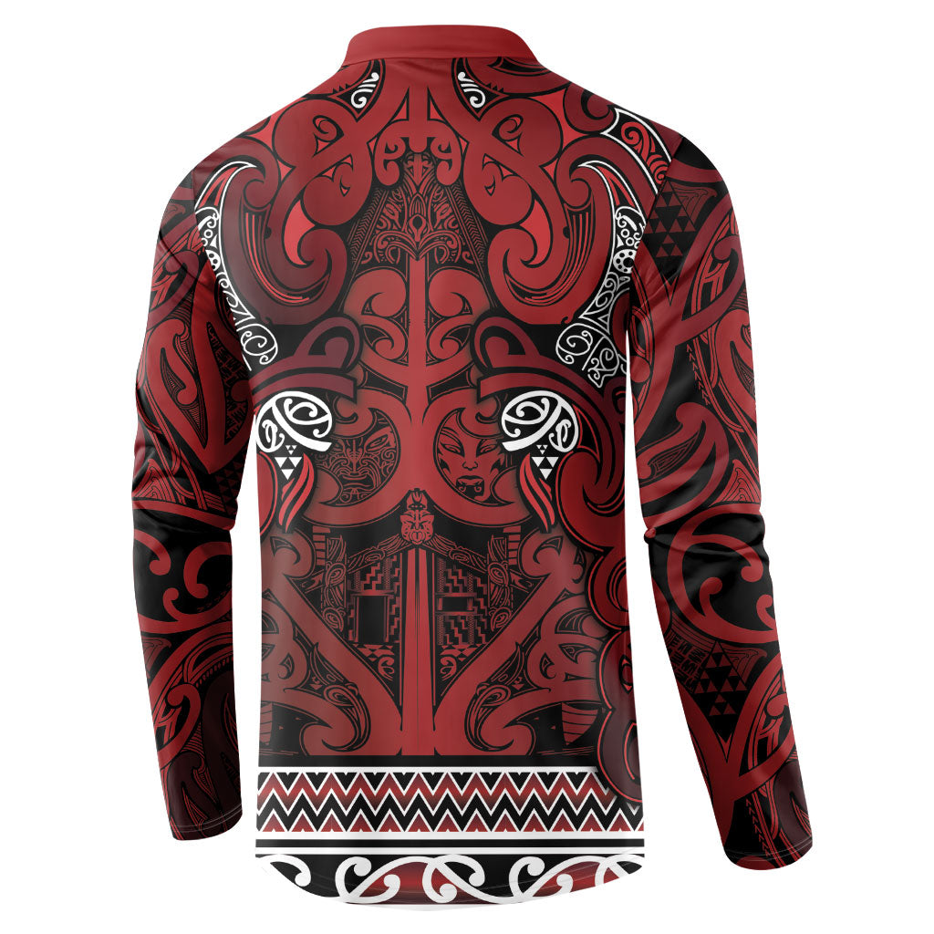 Aotearoa Iwi Te Arawa Button Sweatshirt Maori Wharenui House Tribal Pattern LT9 - Polynesian Pride