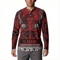 Aotearoa Iwi Te Arawa Button Sweatshirt Maori Wharenui House Tribal Pattern LT9 - Polynesian Pride