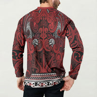 Aotearoa Iwi Te Arawa Button Sweatshirt Maori Wharenui House Tribal Pattern LT9 - Polynesian Pride