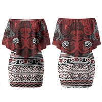 Aotearoa Iwi Te Arawa Couples Matching Off Shoulder Short Dress and Hawaiian Shirt Maori Wharenui House Tribal Pattern LT9 - Polynesian Pride
