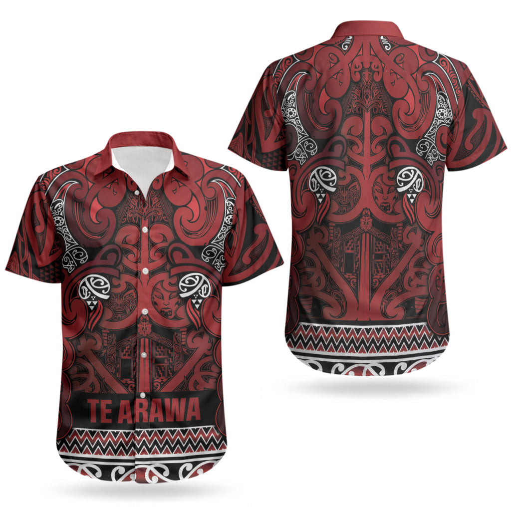 Aotearoa Iwi Te Arawa Couples Matching Puletasi and Hawaiian Shirt Maori Wharenui House Tribal Pattern LT9 - Polynesian Pride