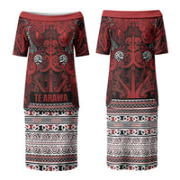 Aotearoa Iwi Te Arawa Couples Matching Puletasi and Long Sleeve Button Shirt Maori Wharenui House Tribal Pattern LT9 - Polynesian Pride