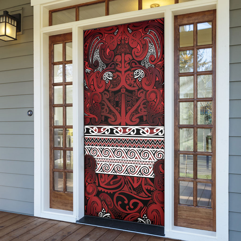 Aotearoa Iwi Te Arawa Door Cover Maori Wharenui House Tribal Pattern LT9 - Polynesian Pride