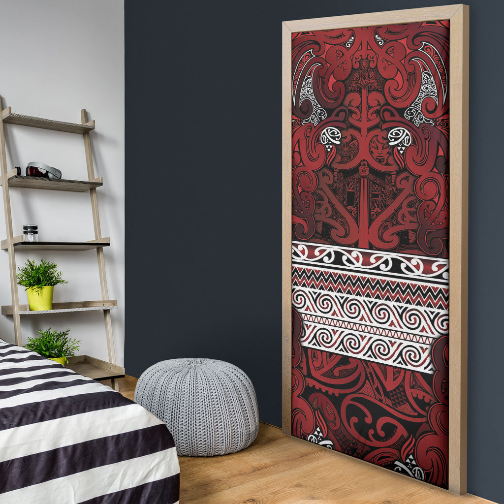 Aotearoa Iwi Te Arawa Door Cover Maori Wharenui House Tribal Pattern LT9 - Polynesian Pride