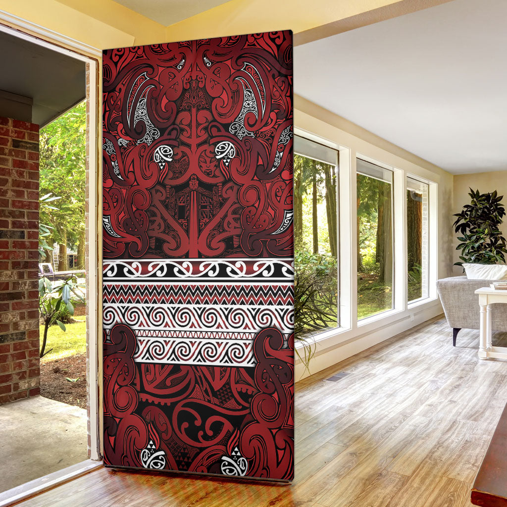 Aotearoa Iwi Te Arawa Door Cover Maori Wharenui House Tribal Pattern LT9 - Polynesian Pride