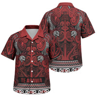 Aotearoa Iwi Te Arawa Family Matching Puletasi and Hawaiian Shirt Maori Wharenui House Tribal Pattern LT9 Son's Shirt Dark Red - Polynesian Pride