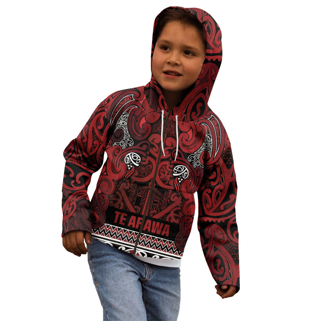 Aotearoa Iwi Te Arawa Kid Hoodie Maori Wharenui House Tribal Pattern LT9 - Polynesian Pride