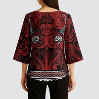 Aotearoa Iwi Te Arawa Kimono Sleeve Blouse Maori Wharenui House Tribal Pattern LT9 - Polynesian Pride