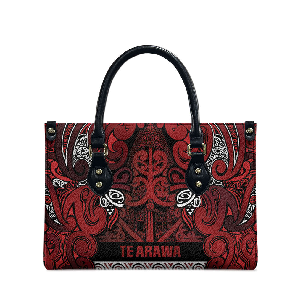 Aotearoa Iwi Te Arawa Leather Bag Maori Wharenui House Tribal Pattern LT9 - Polynesian Pride