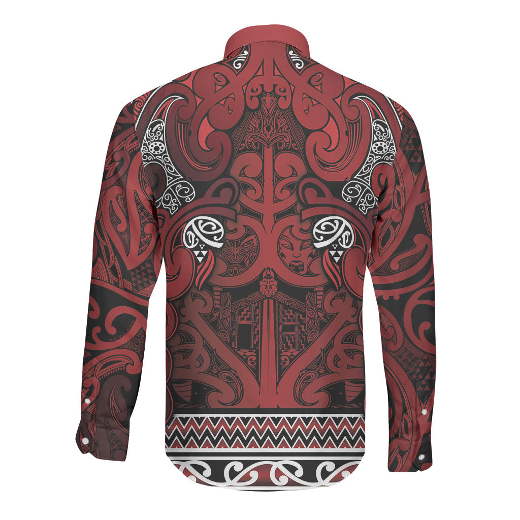 Aotearoa Iwi Te Arawa Long Sleeve Button Shirt Maori Wharenui House Tribal Pattern LT9 - Polynesian Pride
