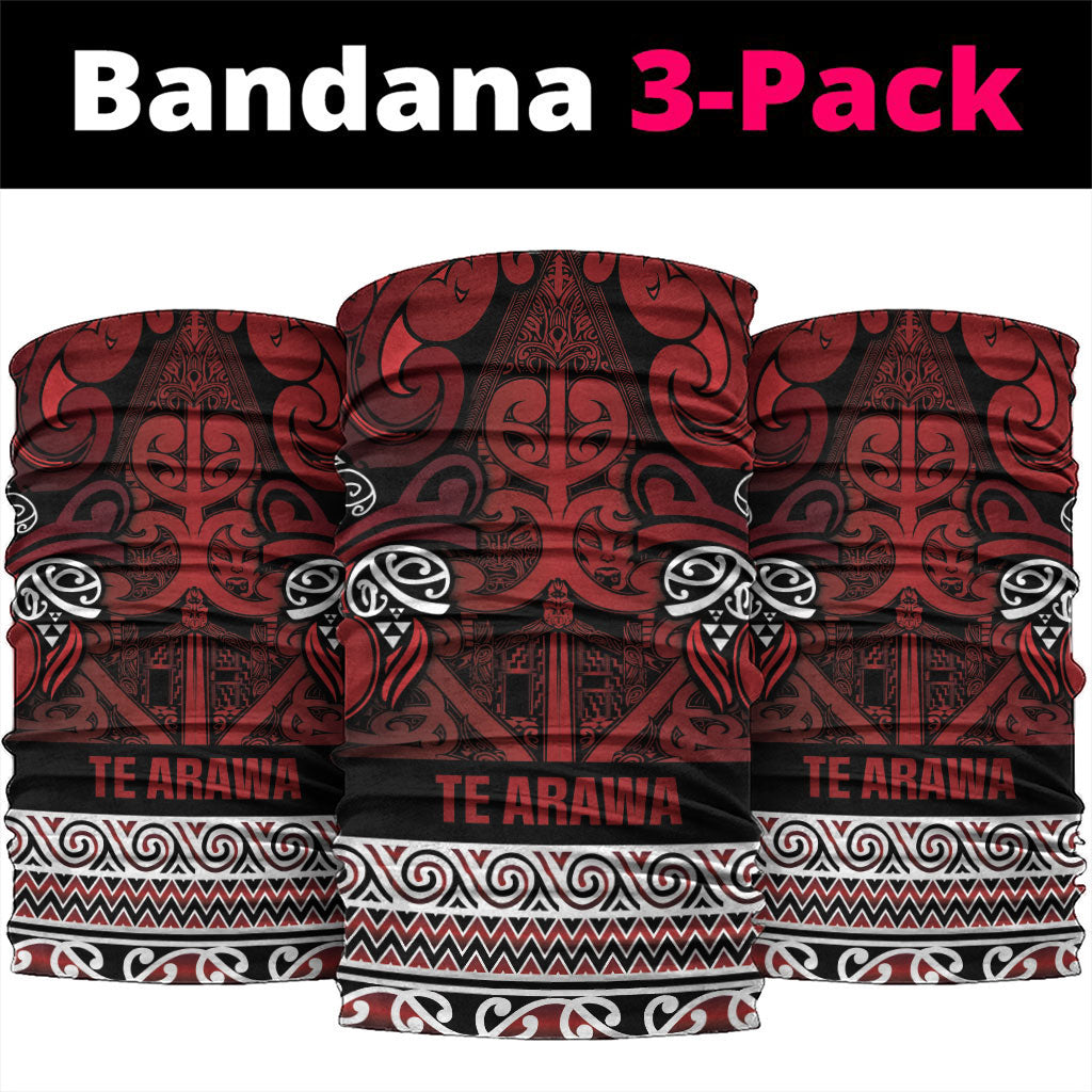 Aotearoa Iwi Te Arawa Neck Gaiter Maori Wharenui House Tribal Pattern LT9 package One Size: 25*50cm Dark Red - Polynesian Pride