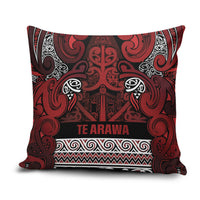 Aotearoa Iwi Te Arawa Pillow Cover Maori Wharenui House Tribal Pattern LT9 Dark Red - Polynesian Pride
