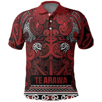 Aotearoa Iwi Te Arawa Polo Shirt Maori Wharenui House Tribal Pattern LT9 Dark Red - Polynesian Pride