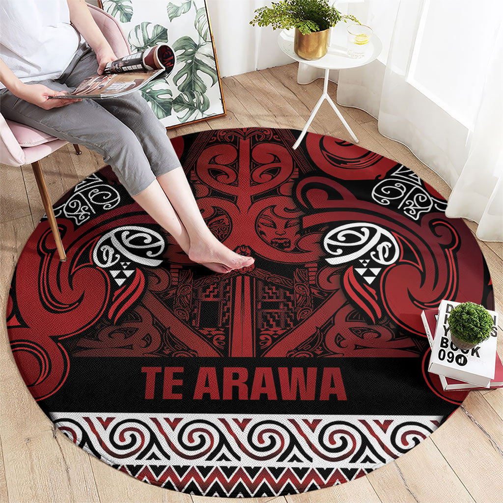 Aotearoa Iwi Te Arawa Round Carpet Maori Wharenui House Tribal Pattern LT9 - Polynesian Pride