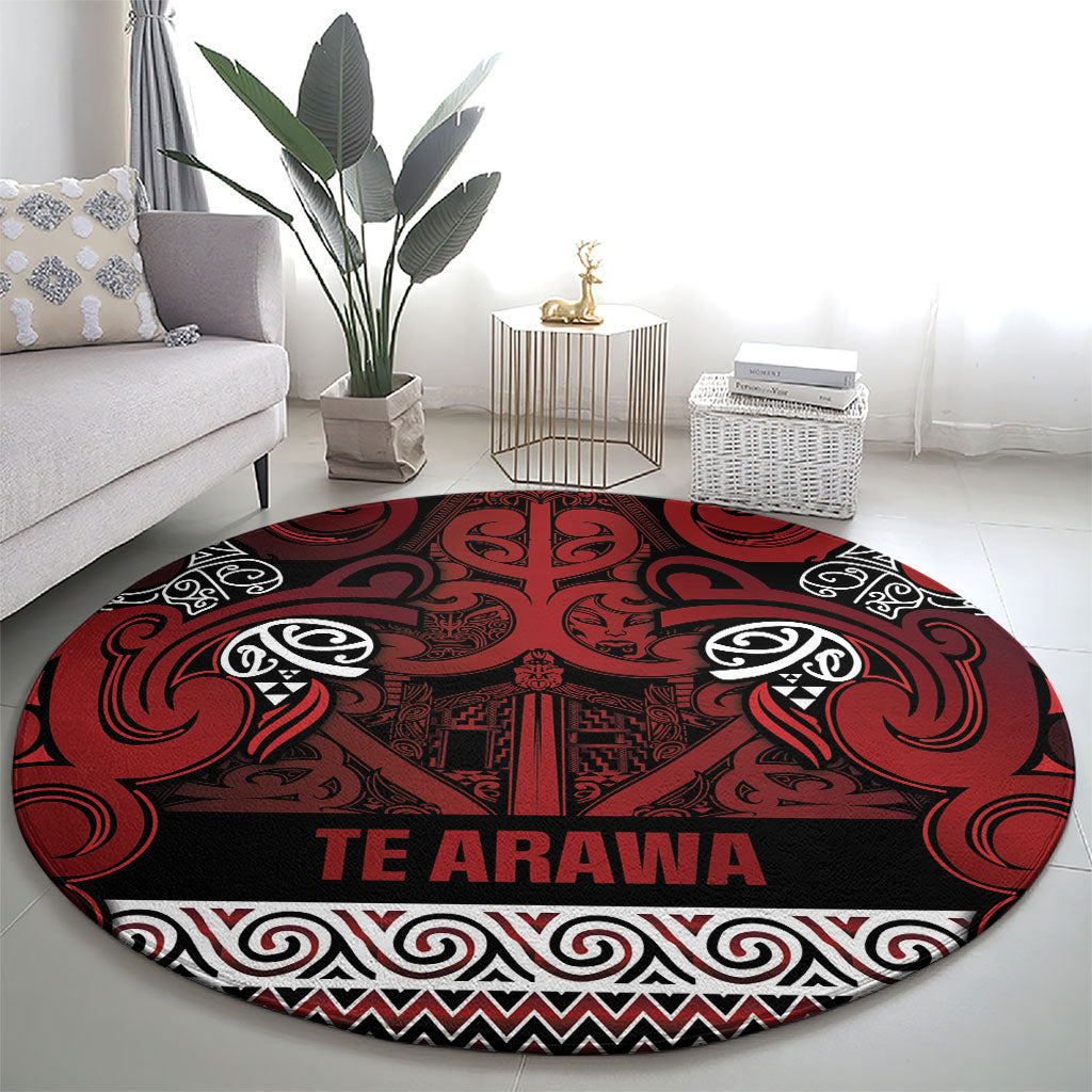 Aotearoa Iwi Te Arawa Round Carpet Maori Wharenui House Tribal Pattern LT9 - Polynesian Pride