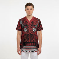 Aotearoa Iwi Te Arawa Scrub Top Maori Wharenui House Tribal Pattern LT9 - Polynesian Pride