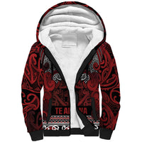 Aotearoa Iwi Te Arawa Sherpa Hoodie Maori Wharenui House Tribal Pattern LT9 Unisex Dark Red - Polynesian Pride