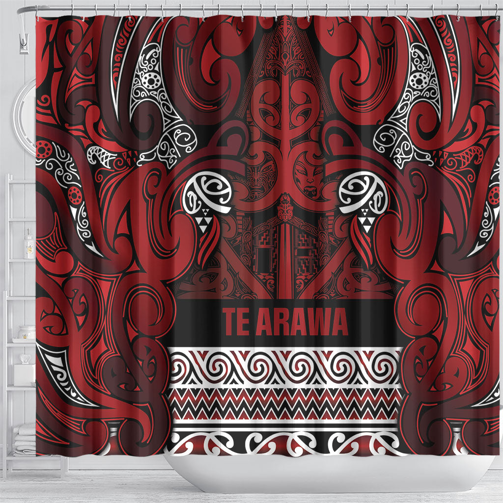 Aotearoa Iwi Te Arawa Shower Curtain Maori Wharenui House Tribal Pattern LT9 - Polynesian Pride