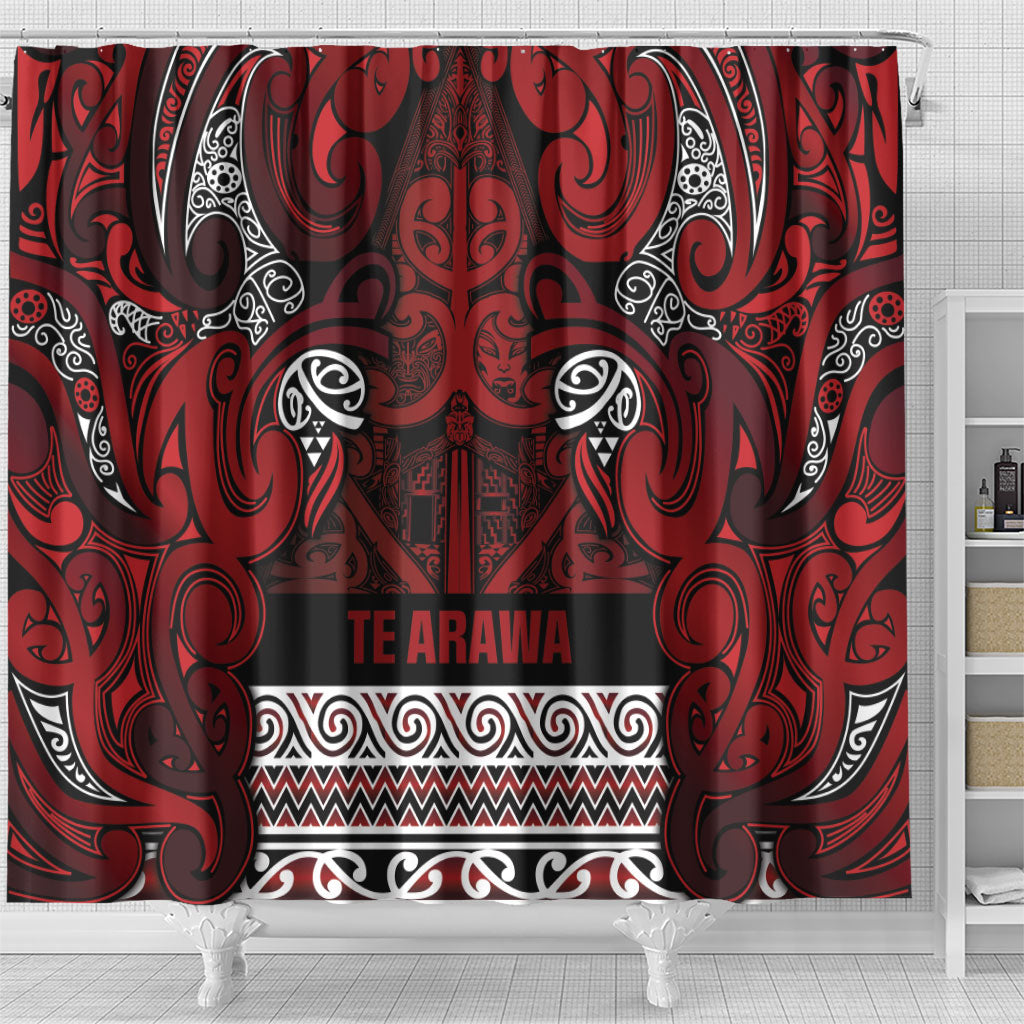 Aotearoa Iwi Te Arawa Shower Curtain Maori Wharenui House Tribal Pattern LT9 - Polynesian Pride
