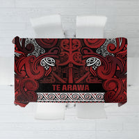 Aotearoa Iwi Te Arawa Tablecloth Maori Wharenui House Tribal Pattern LT9 Dark Red - Polynesian Pride