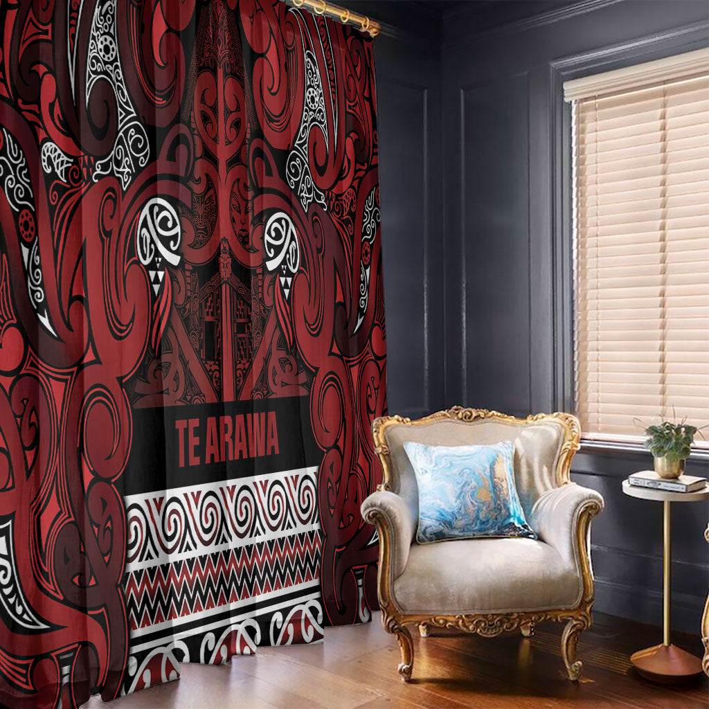 Aotearoa Iwi Te Arawa Window Curtain Maori Wharenui House Tribal Pattern LT9 - Polynesian Pride