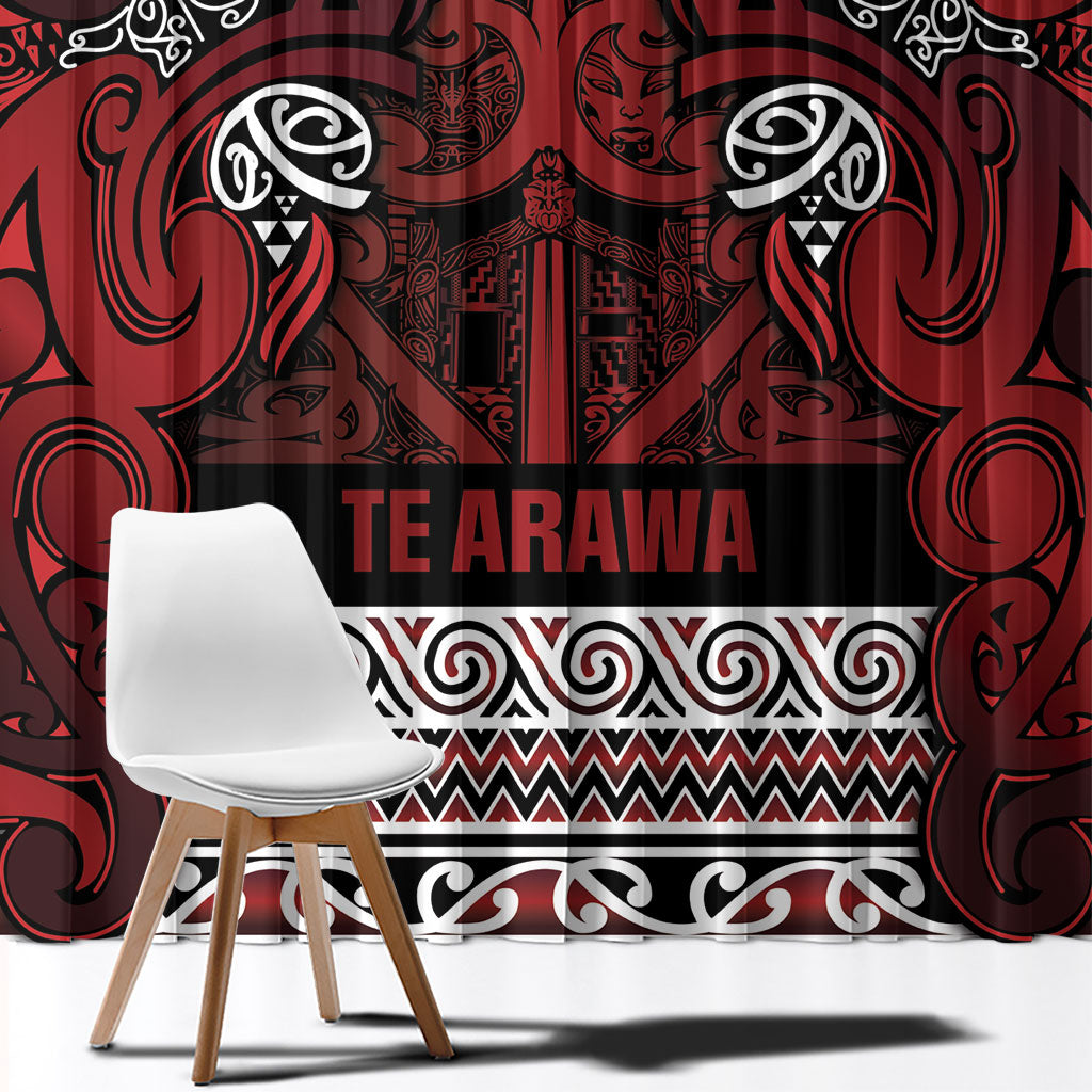 Aotearoa Iwi Te Arawa Window Curtain Maori Wharenui House Tribal Pattern LT9 - Polynesian Pride