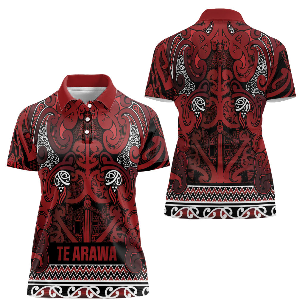Aotearoa Iwi Te Arawa Women Polo Shirt Maori Wharenui House Tribal Pattern LT9 - Polynesian Pride