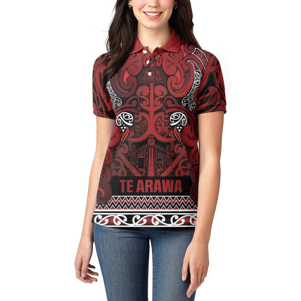 Aotearoa Iwi Te Arawa Women Polo Shirt Maori Wharenui House Tribal Pattern LT9 - Polynesian Pride