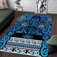 Aotearoa Iwi Ngati Porou Area Rug Maori Wharenui House Tribal Pattern LT9 Blue - Polynesian Pride