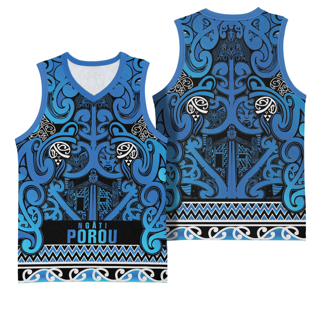 Aotearoa Iwi Ngati Porou Basketball Jersey Maori Wharenui House Tribal Pattern LT9 - Polynesian Pride