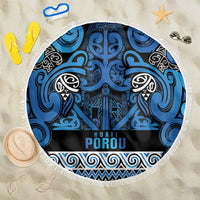 Aotearoa Iwi Ngati Porou Beach Blanket Maori Wharenui House Tribal Pattern LT9 One Size 150cm Blue - Polynesian Pride